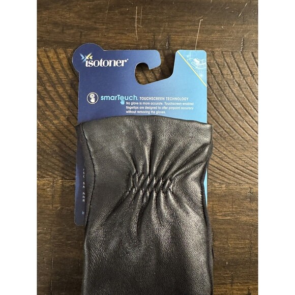 Totes ISOTONER Stretch Leather with Gathered Wrist Gloves - 30568 - Black S/M - Picture 4 of 5